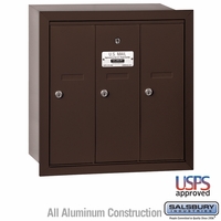 3 Door Bronze Recess Mount Apartment Mailbox