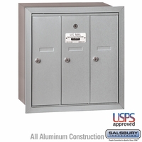 3 Door Silver Recess Mount Apartment Mailbox