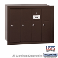 4 Door Bronze Recess Mount Apartment Mailbox