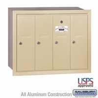 4 Door Sandstone Recess Mount Apartment Mailbox