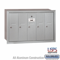 5 Door Silver Recess Mount Apartment Mailbox