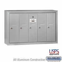5 Door Silver Vertical Apartment Mailbox