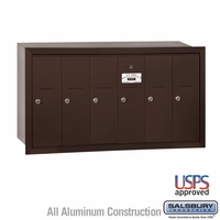 6 Door Bronze Recess Mount Apartment Mailbox