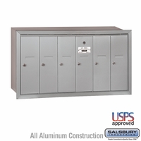 6 Door Silver Recess Mount Apartment Mailbox