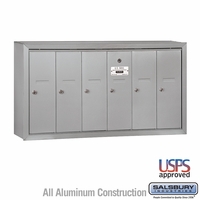 6 Door Silver Vertical Apartment Mailbox
