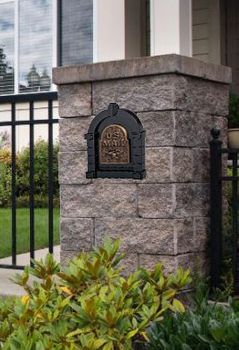 Eagle Door Column Mailbox with Solid Brass Accents