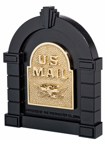 Eagle Door Column Mailbox Black and Polished Brass