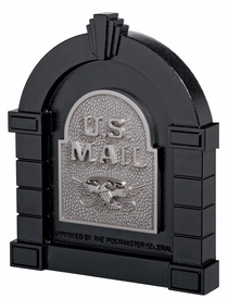 Eagle Door Column Mailbox Black and Satin Nickel