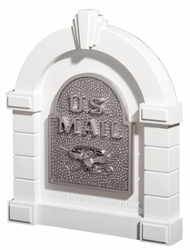Eagle Door Column Mailbox White and Satin Nickel