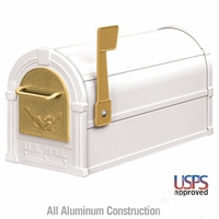 Eagle Mailbox White with Gold