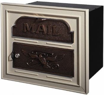 Gaines Classic Faceplate Column Insert Mailbox Almond w/Antique Bronze