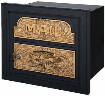 Gaines Classic Faceplate Column Insert Mailbox Black w/Polished Brass Gaines Classic Faceplate Column Insert Mailbox Black w/Polished Brass