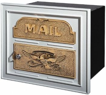 Gaines Classic Faceplate Column Insert Mailbox White w/Polished Brass