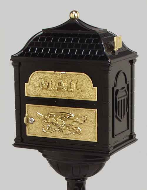 Gaines Classic Victorian Locking Mailbox Black with Polished Brass
