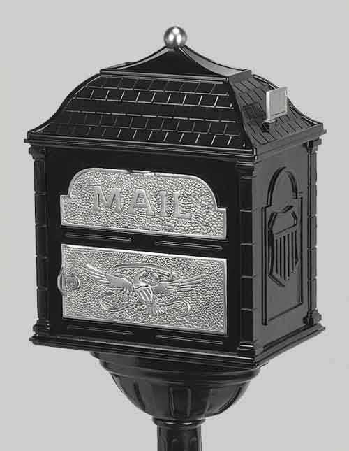 Gaines Classic Victorian Locking Mailbox Black with Satin Nickel