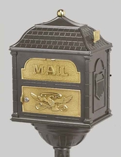 Gaines Classic Victorian Locking Mailbox Metallic Bronze with Polished Brass