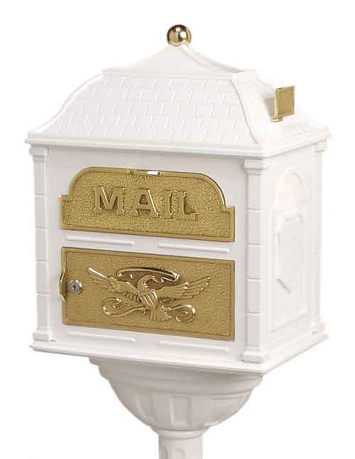 Gaines Classic Victorian Locking Mailbox White and Polished Brass
