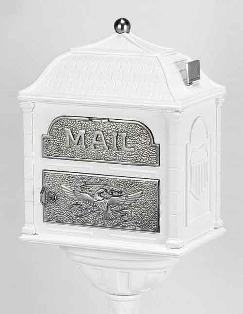 Gaines Classic Victorian Locking Mailbox White and Satin Nickel