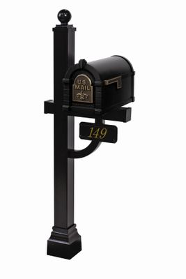 Gaines Keystone Fleur De Lis Mailbox w/Deluxe Post
