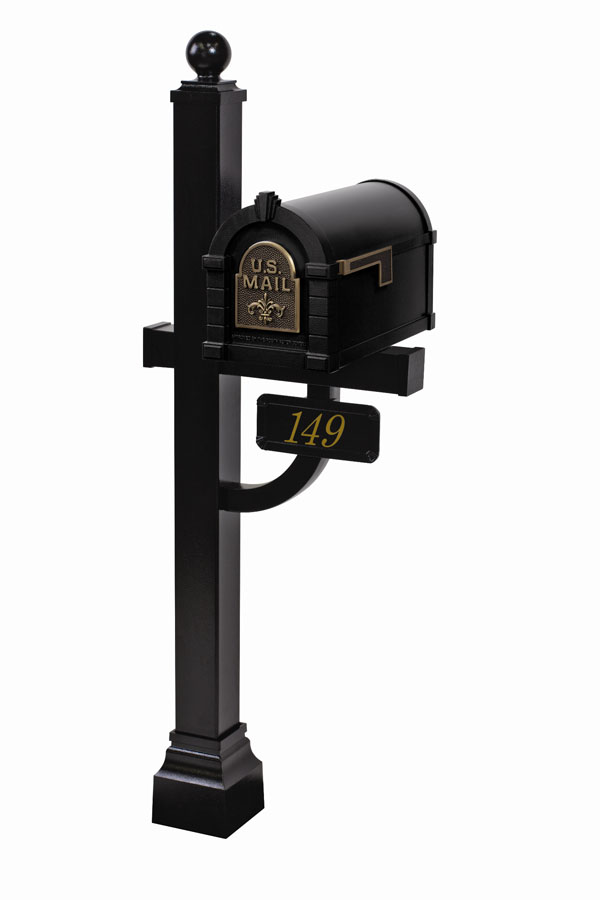 Gaines Keystone Fleur De Lis Mailbox with Deluxe Post