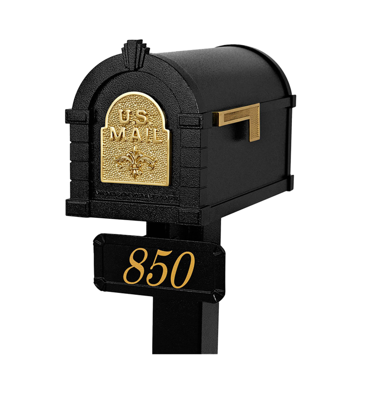 Gaines Keystone Fleur De Lis Mailbox with Standard Post