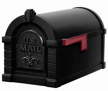 Gaines Keystone Mailbox Black with Black Fleur De Lis