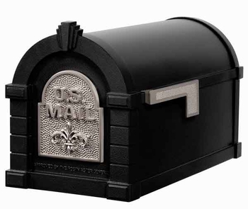 Gaines Keystone Mailbox Black with Nickel Fleur De Lis