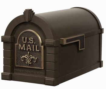 Gaines Keystone Mailbox Bronze with Antique Bronze Fleur De Lis
