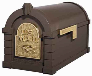 Gaines Keystone Mailbox Original Eagle Series Bronze with Polished Brass