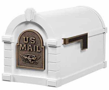 Gaines Keystone Mailbox Original Eagle Series White with Antique Bronze