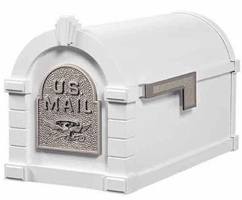 Gaines Keystone Mailbox Original Eagle Series White with Satin Nickel