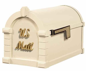Gaines Keystone Mailbox Signature Series Almond with Polished Brass