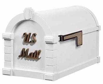 Gaines Keystone Mailbox Signature Series White with Antique Bronze