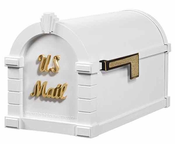 Gaines Keystone Mailbox Signature Series White with Polished Brass