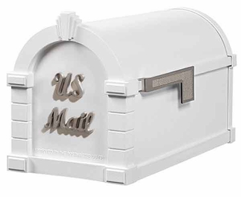Gaines Keystone Mailbox Signature Series White with Satin Nickel