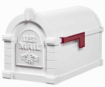 Gaines Keystone Mailbox White with White Fleur De Lis