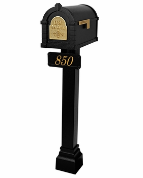 Gaines Keystone Standard Post and Fleur de lis Mailbox
