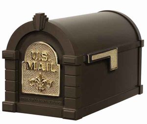 Keystone Mailbox Bronze w/Polished Brass Fleur De Lis