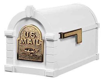 Keystone Mailbox Original Eagle Series White w/Polished Brass Keystone Mailbox Original Eagle Series White w/Polished Brass