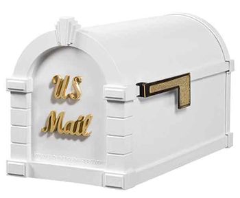 Keystone Mailbox Signature Series White w/Polished Brass Keystone Mailbox Signature Series White w/Polished Brass