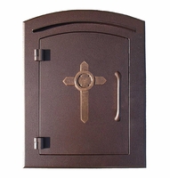 Manchester Antique Copper Column Mailbox Insert Cross Design Door