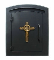 Manchester Black Column Mailbox Insert Cross Design Door