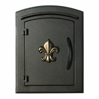 Manchester Black Column Mailbox Insert Fleur De Lis Door
