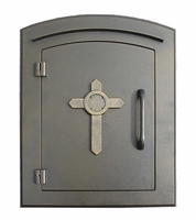 Manchester Bronze Column Mailbox Insert Cross Design Door