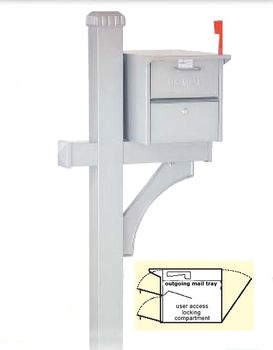 Roadside Front and Rear Opening Locking Mailbox with Deluxe Post
