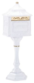 Victorian Colonial Pedestal Mailbox White
