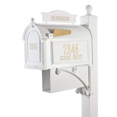 Whitehall Mailbox and Deluxe Post White Whitehall Mailbox and Deluxe Post White