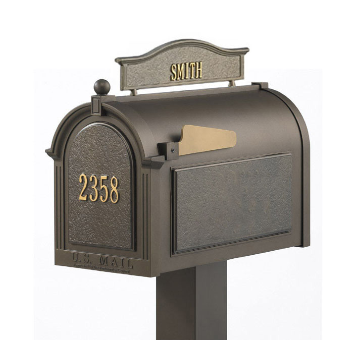 Whitehall Premium Mailbox Package with Topper and Door Address Plaque