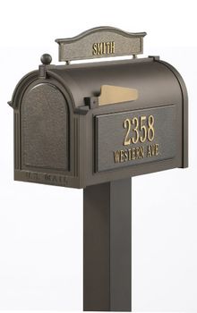 Whitehall Premium Mailbox Package with Topper and Side Address Plaques