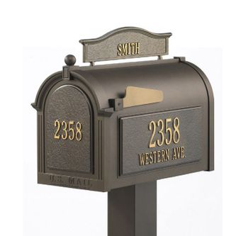 Whitehall Premium Mailbox Package with Topper, Front and Side Address Plaques
